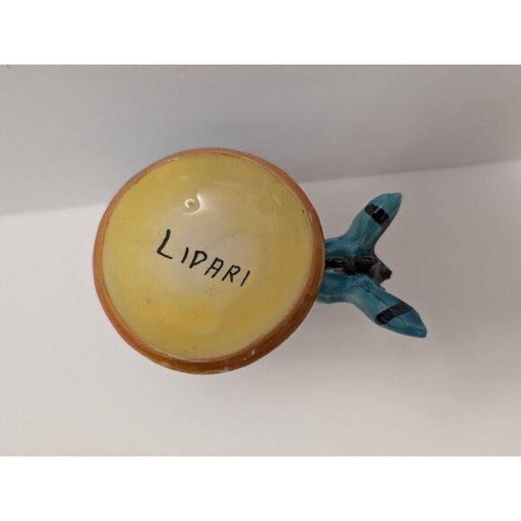 Hand-Painted Ceramic Donkey Trinket Bowl Figurine Yellow & Blue Lipari Majolica - Picture 3 of 10